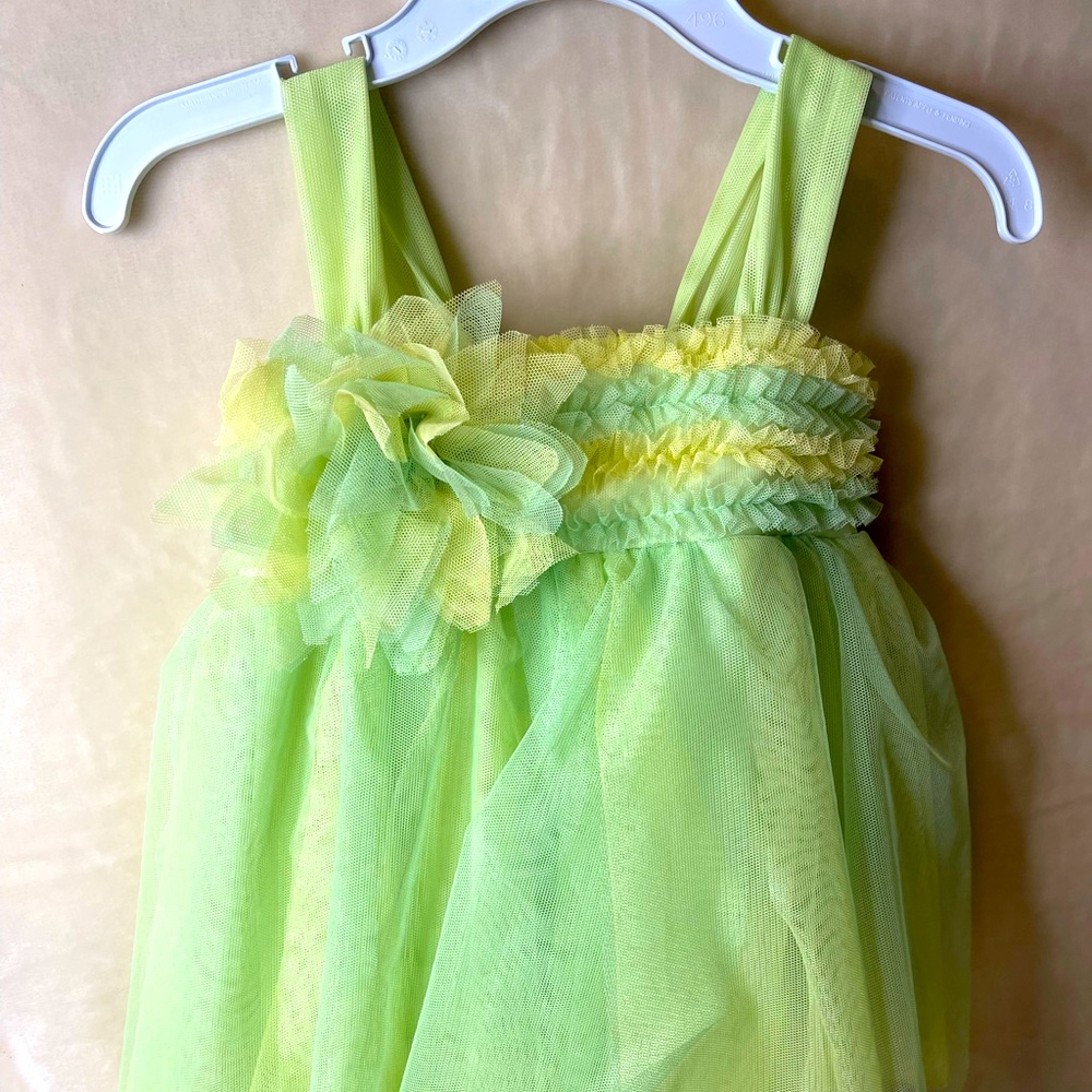 flower green dress for little girls
